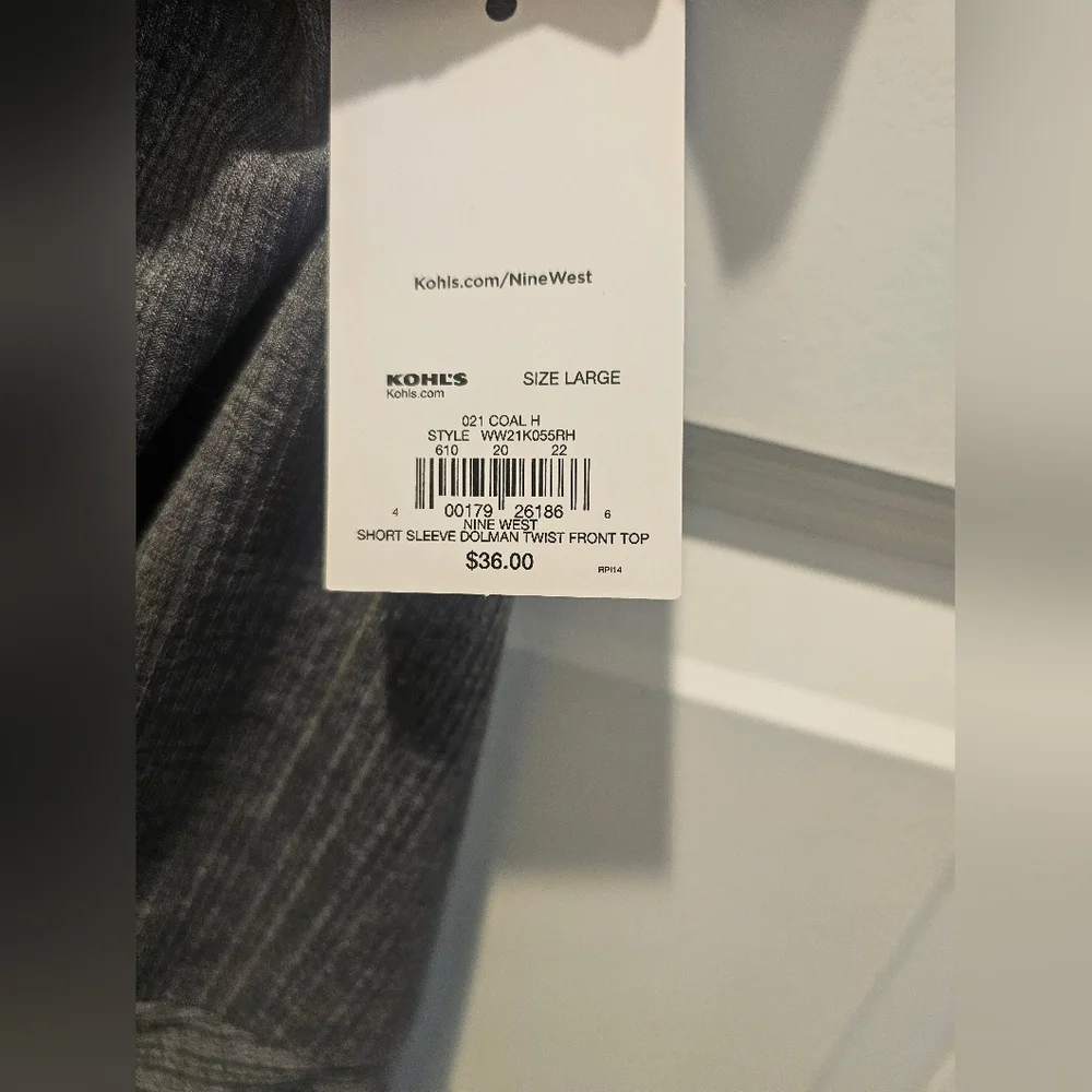 Nine West Twist Front Top Grey NWT - Picture 3 of 3